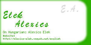elek alexics business card